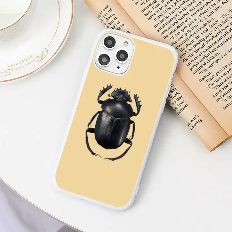 

Hrmes Beetle Entomology Collage Phone Case Candy Color White for iPhone 11 pro XS MAX 8 7 6 6S Plus X 5S SE 2020 XR