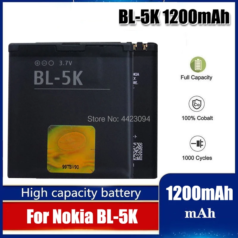 Оригинальный телефон, аккумулятор для Nokia N85 N86 N87 8MP 701 X7 X7 00 C7 BL-5K Oro C7-00S 2610S T7 BL5K 1200 мАч