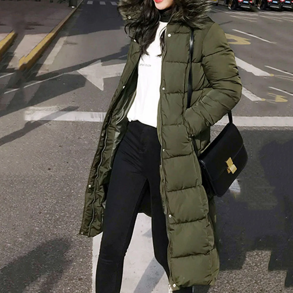 Зимняя хлопковая одежда стеганая куртка длинное пальто женский армейский
