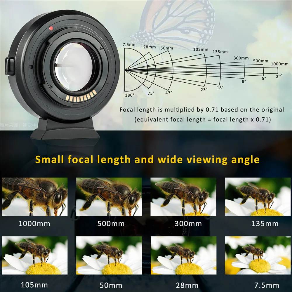 Viltrox EF-EOS M2 AF Auto-focus EXIF 0.71X Reduce Speed Booster Lens Adapter Turbo for Canon EF lens to EOS M5 M6 M50 Camera | Электроника