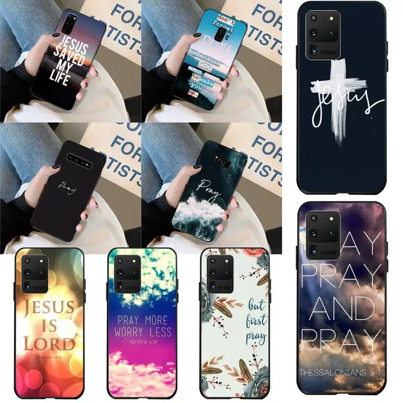 Лидер продаж мягкий силиконовый чехол из ТПУ с надписью God Jesus Pray для Samsung S20 plus Ultra