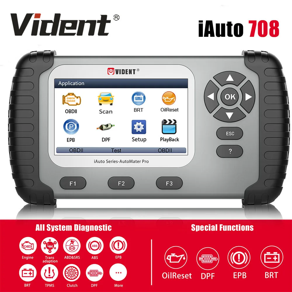 Диагностический сканер VIDENT iAuto708 для всех систем поддержка сброса