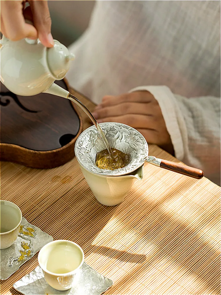 

Tin Tea Set Strainers Filter Leaf Shaped Kung Fu Tea Tray Drainer Handmade Coffee Strainer Tools Teaware Kitchen Accessories