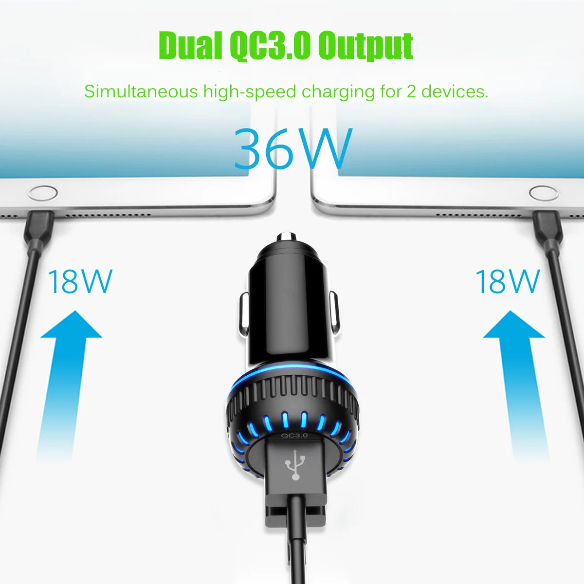 INSMA 36 Вт автомобильное зарядное устройство Быстрая зарядка двойной QC 3,0 USB быстрое зарядное устройство для iPhone Xiaomi Mi huawei samsung S9 S8 автомобильный быстрый адаптер