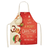christmas sleeveless cotton linen apron waterproof kitchen apron for women men cooking baking bbq chef apron household cleaning