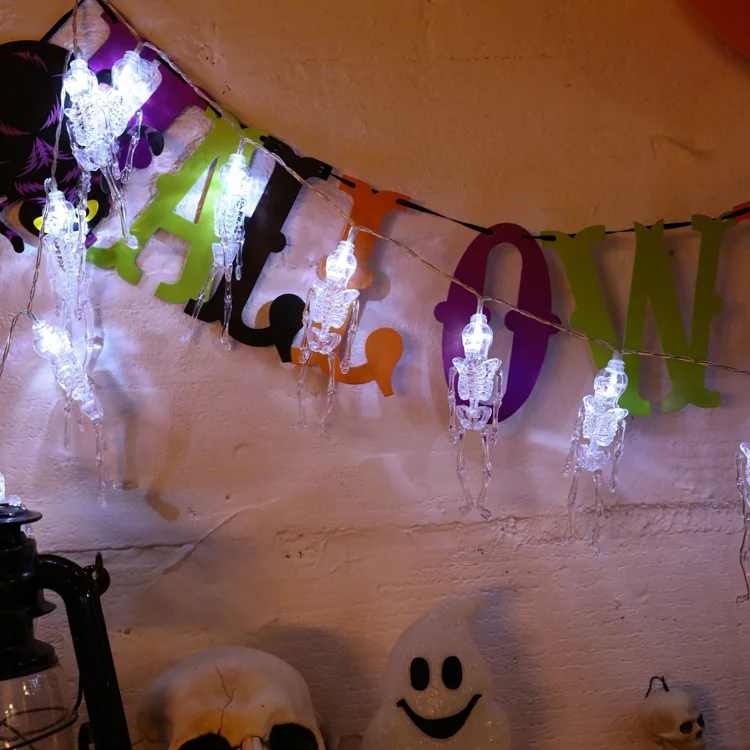 В виде скелета на Хэллоуин в форме гирлянды светодиодные Настенные светильники