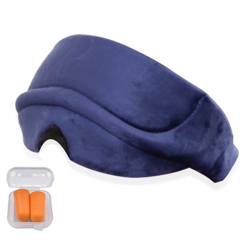 Navy Blue 3D Спящая маска для глаз отдых расслабляющий Тени Для Век Мягкая повязка на глаза черный/серый повязка для сна дышащая повязка для глаз с затычками для ушей - Цвет: Navy Blue