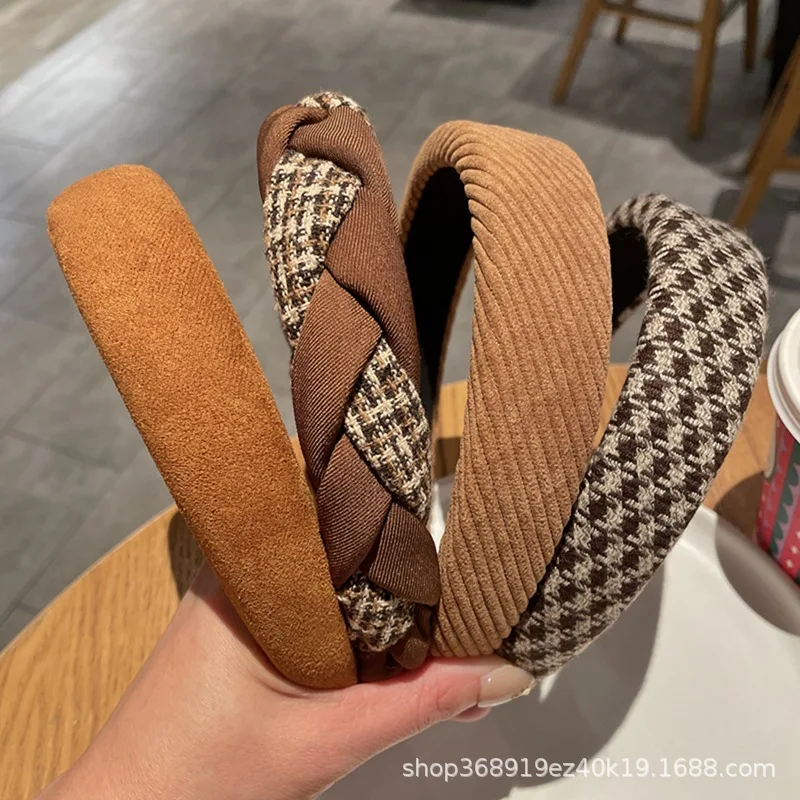 Кофейный цвет повязка для волос Женский Высокий череп топ Sen женская элегантная