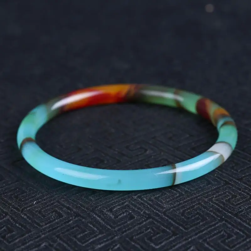 

Color Jade Bracelet Gold Silk Jade Bracelet Round Bar Vintage Bracelet