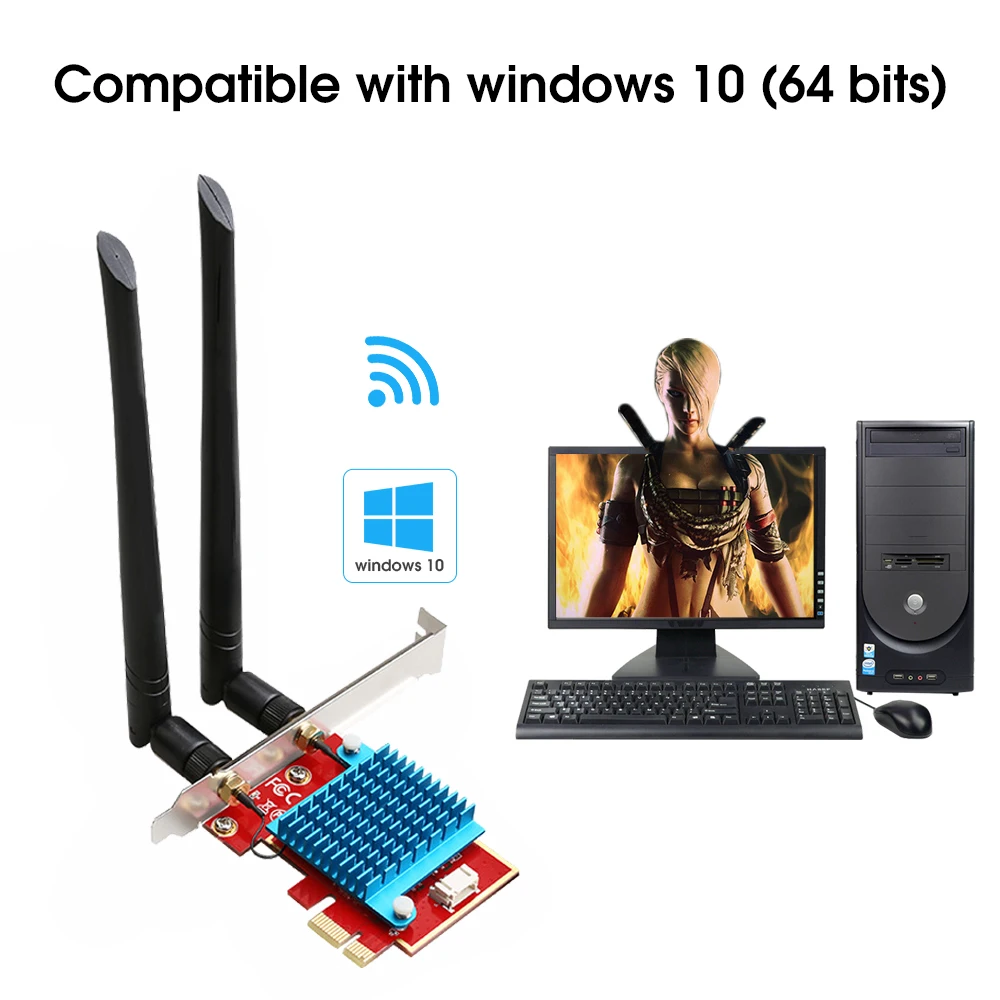 Dual band 3000 Мбит/с Wi Fi 6 PCIe Беспроводной адаптер для ПК Intel AX200 антенны 2 4G/5G 802.11ac/ax Bluetooth