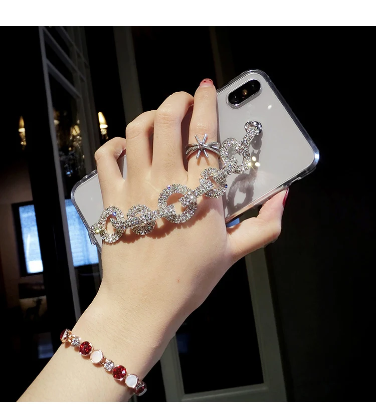 

Fashion Bling Rhinestone Diamond Bracelet Hand Chain Crystal Case Cover For iPhone 13 14 12 Mini 11 Pro XR XS Max 6S 7 8 Plus SE