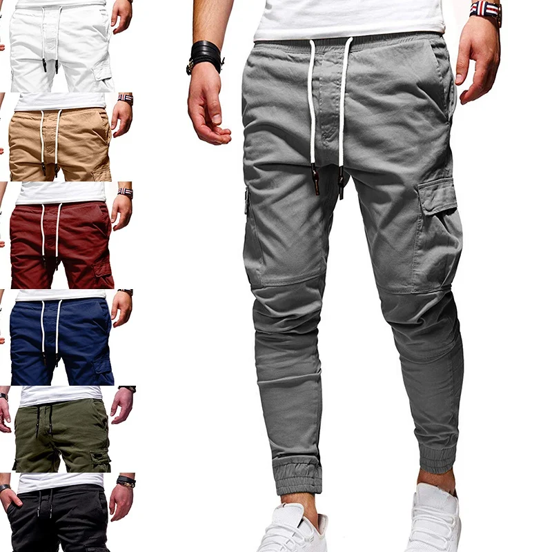

Mens Casual Pants New Solid Color Fashion Jogging Fitness Pants Sport Trousers