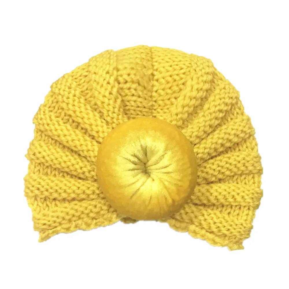 Детская Милая шапка однотонная шерстяная с пончиком пуловер для мальчиков и