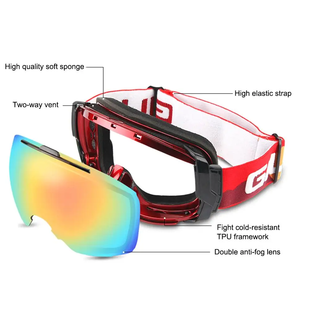 

New Ski Goggles Double Anti-fog Lenses Comfortable Soft Sponge Skiing Goggle Adjustable Elastic Strap Snowboard Riding Goggles