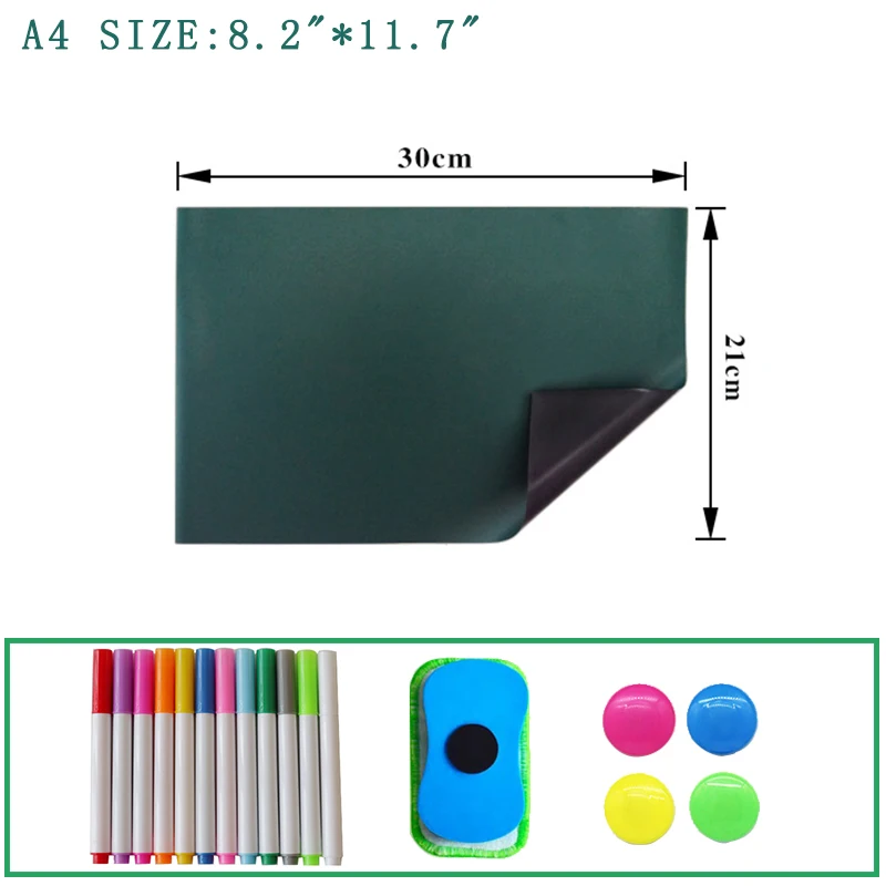 

Greenboard Magnetic Soft Whiteboard Writing Blackboard on The Wall Memo Message Fridge Sticker To Do List Chalk Board for Kid A4