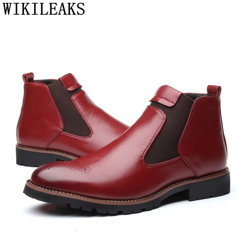Мужские ботинки Кожаные Челси Мужская итальянская обувь Брендовые ботильоны
