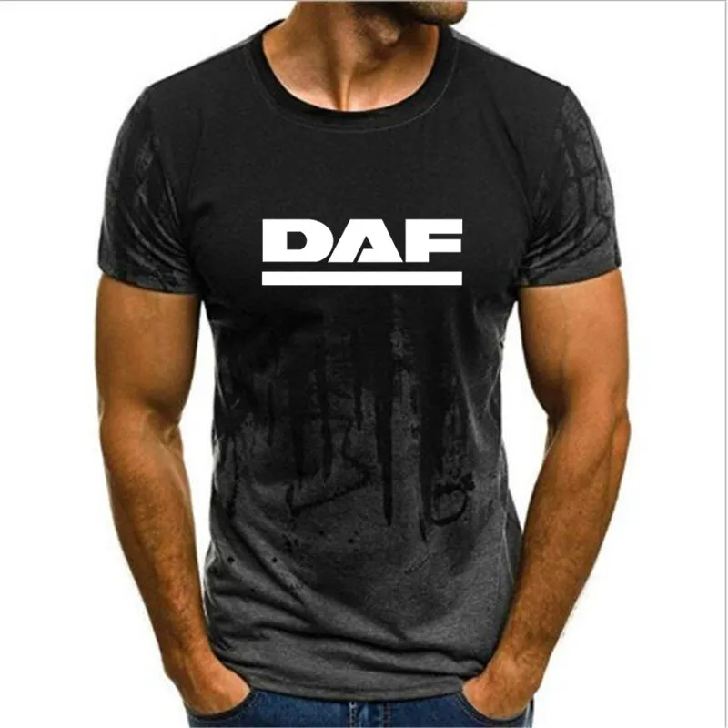 Градиент чернила унисекс Повседневная DAF грузовик автопогрузчиков мужская майка