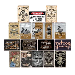 Декоративный постер для тату-магазина, винтажный металлический жестяной знак, настенное украшение для студии, табличка, художественная живопись 20x30 см