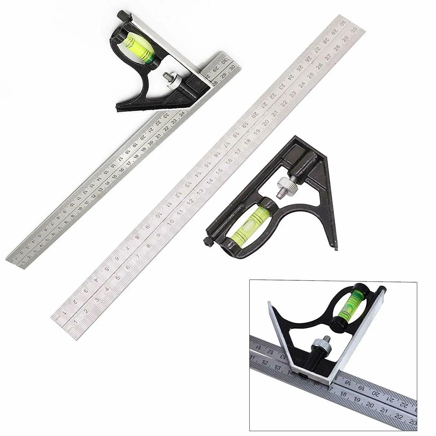 12 дюймов 300 мм Регулируемая комбинация линейка с квадратным углом 90 градусов