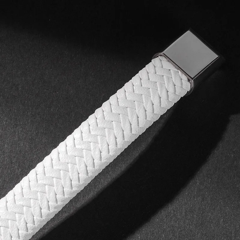 

2021 Classic Leather Woven Men's Charm Bracelet, Punk Fashion Simple Couple Stainless Steel Leather Rope Women's Bracelet Gift