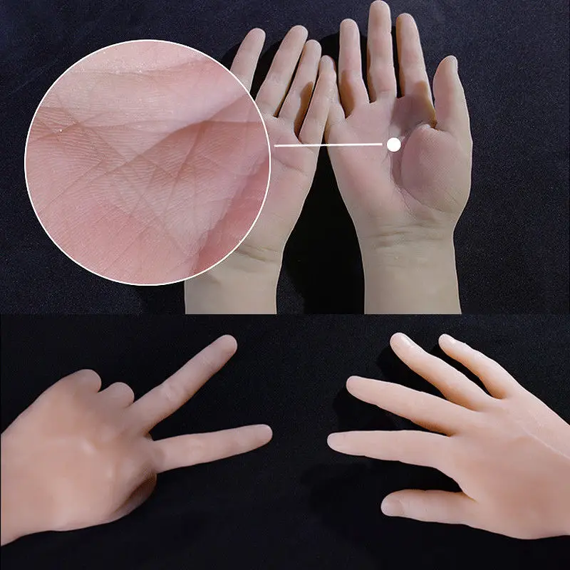 

Lifelike Realistic Male Female Silicone Soft Hand Mannequin Display Ring Jewelry Hand Teaching Style Model 1 Pair