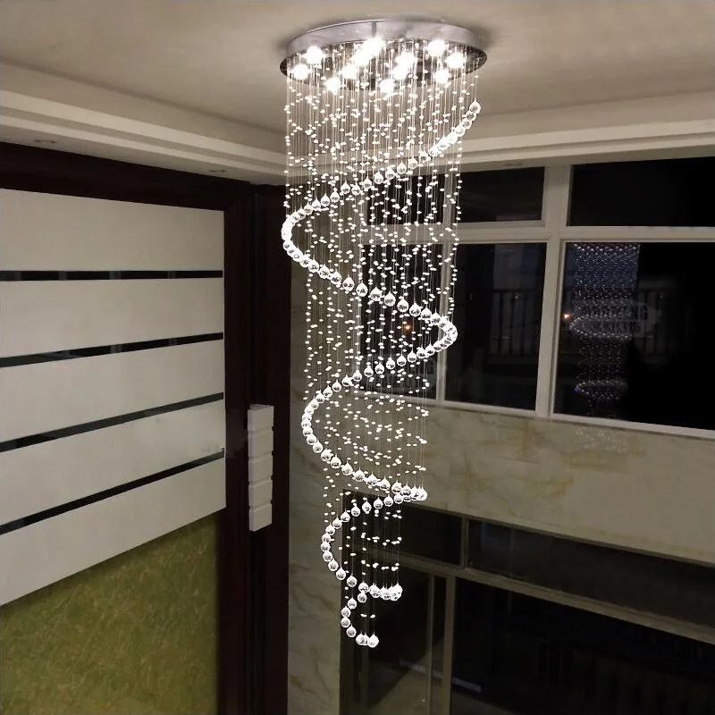 値段 現代スパイラルシャンデリアクリスタル鉛ガラスクリスタル大の階段ペンダントランプPA0241