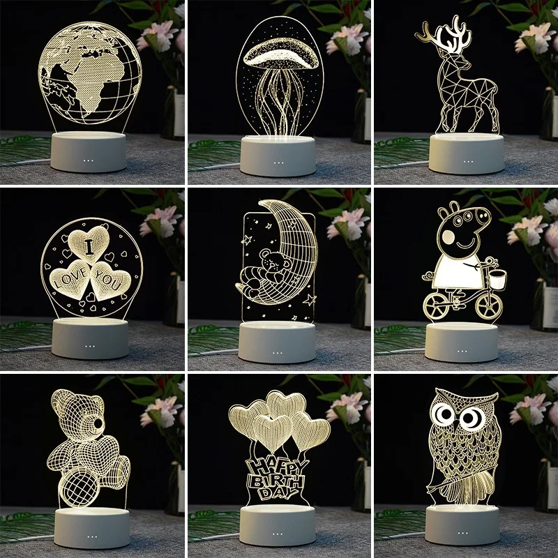 

3D Table Lamp Acrylic USB LED Night Light Christmas Party Decoration Night Light Statue of Liberty Neon Light New Year Gift