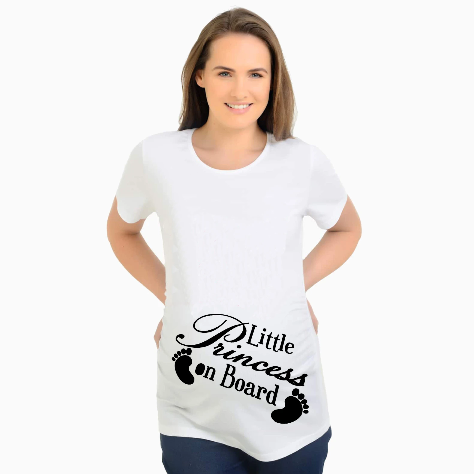 

Summer fashion maternity dress white print funny a boy / girl pattern pregnancy clothes T-shirt maternity shirt