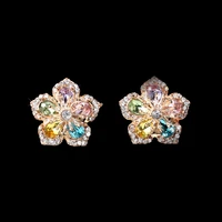 vintage flower earrings colorful rhinestones premium alloy earrings woman jewelry earrings stud earrings