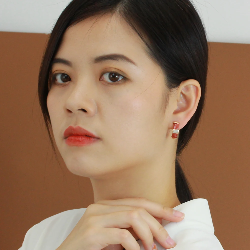 

Fashion New Trendy Red Ceramic Earrings for Women Unusual Wholesale Jewelry Earring for Wedding Party 2021 Trend Free Shipping