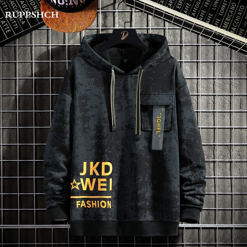 

2021 Spring And Autumn New Men Sports Hooded Sweater Men Trend Fashion Personality Printing All-match Long-sleeved Sweater