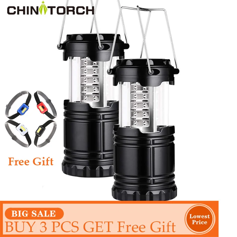 30 LED Camping Lamp Portable Bright Outdoor Emergency Light Collapsible LED Hanging Tent Lantern Waterproof Camping Flashlight