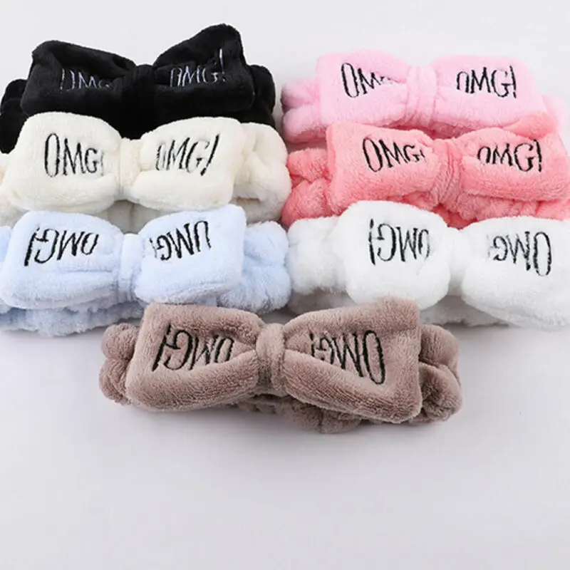 Мягкая Повседневная повязка для волос с большим бантом девушек ободок ванны спа