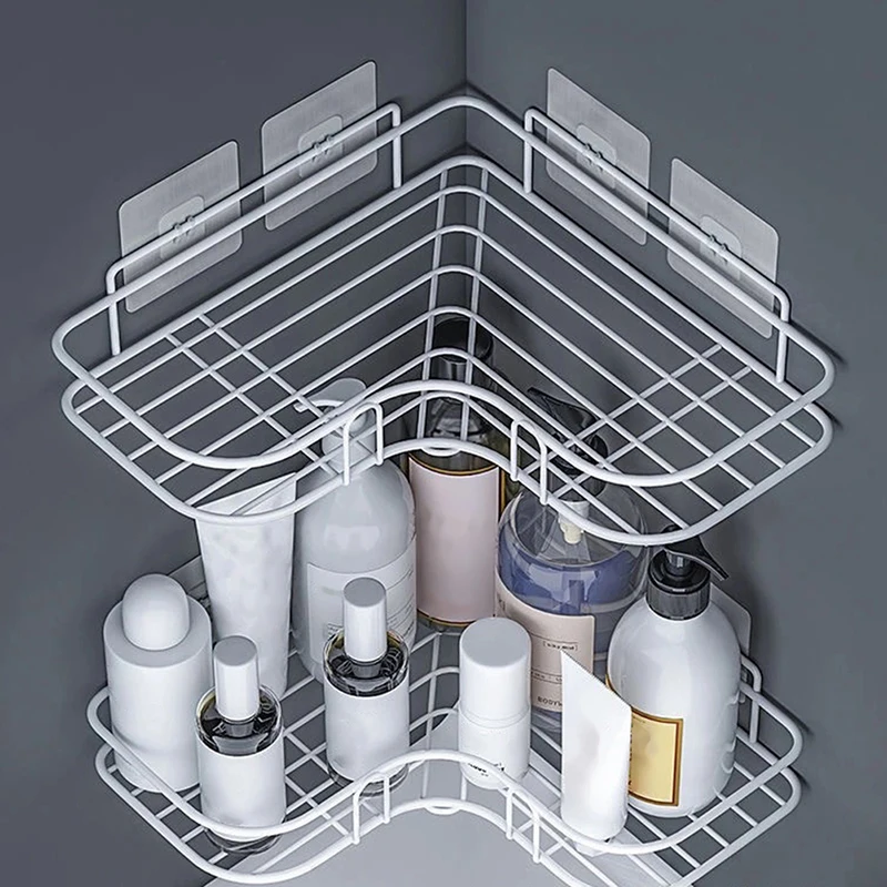 

Bathroom Shelf Shower Wall Mount Shampoo Storage Holder With Suction Cup No Drilling Kitchen Storage Bathroom Accessories 1pcs