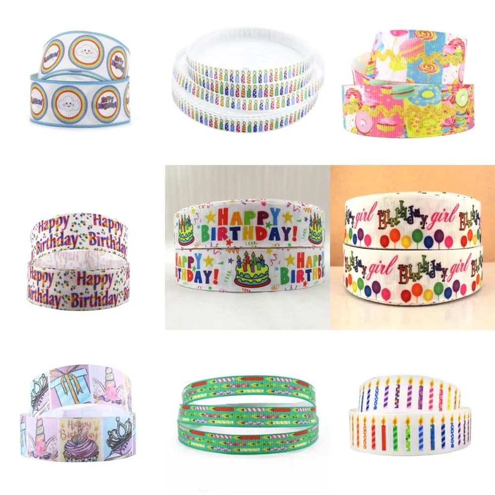 Высококачественная Полиэстеровая лента с принтом на день рождения 5 ярдов