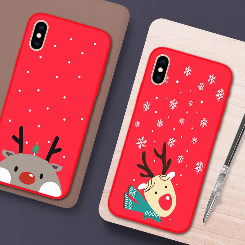 Рождественский чехол для телефона тонкий красный Силиконовый из ТПУ с