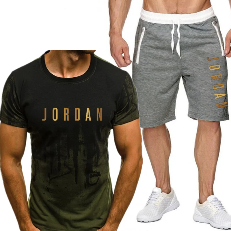

New Summer Casual Men's Two Pieces Set Fashion Sportswear New Letter Printing Men's Set Fitness Suit Sportswear