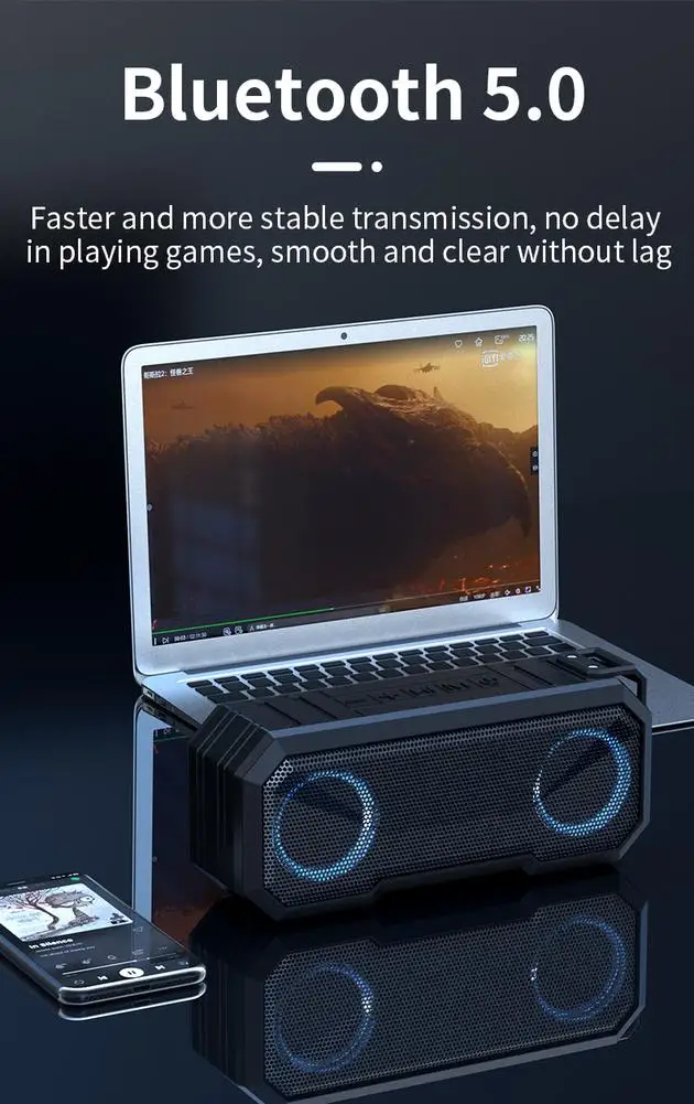 Беспроводной динамик для Altavoces Bluetooth водонепроницаемый сабвуфер светодиодный