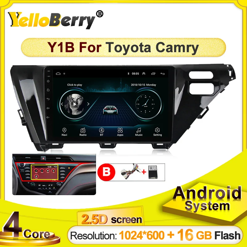 YellowBerry android автомобильный мультимедийный плеер навигация GPS радио для Toyota Camry 2018