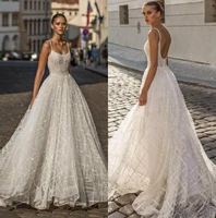helena kolan wedding dresses spaghetti bling lace bridal gowns saudi arabic sweep train plus size backless wedding dress custom
