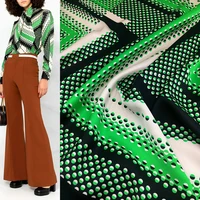 twill mulberry silk fabric stretch g brand new green polka dot geometric printed fabric for dress