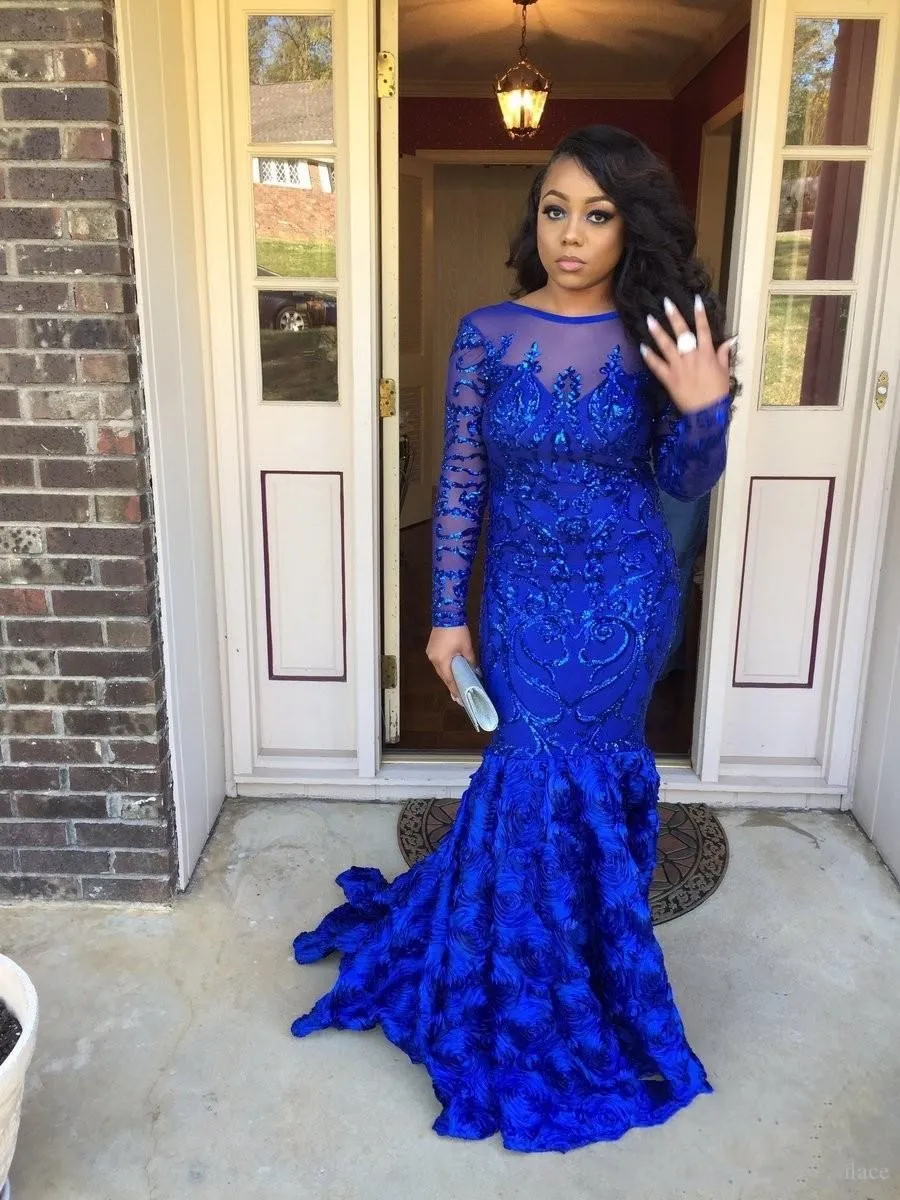 Вечернее платье-Русалка воротник с длинными рукавами блестками длинным