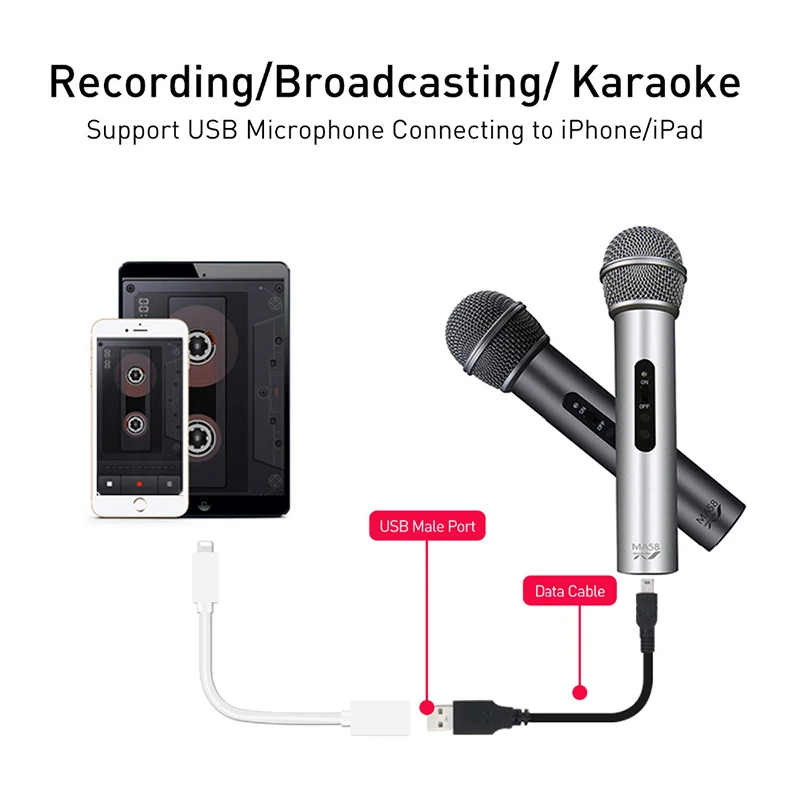 OTG кабель конвертер данных для iphone iPad разъем для клавиатуры USB проводные наушники конвертер Электрический пианино адаптер для iphone