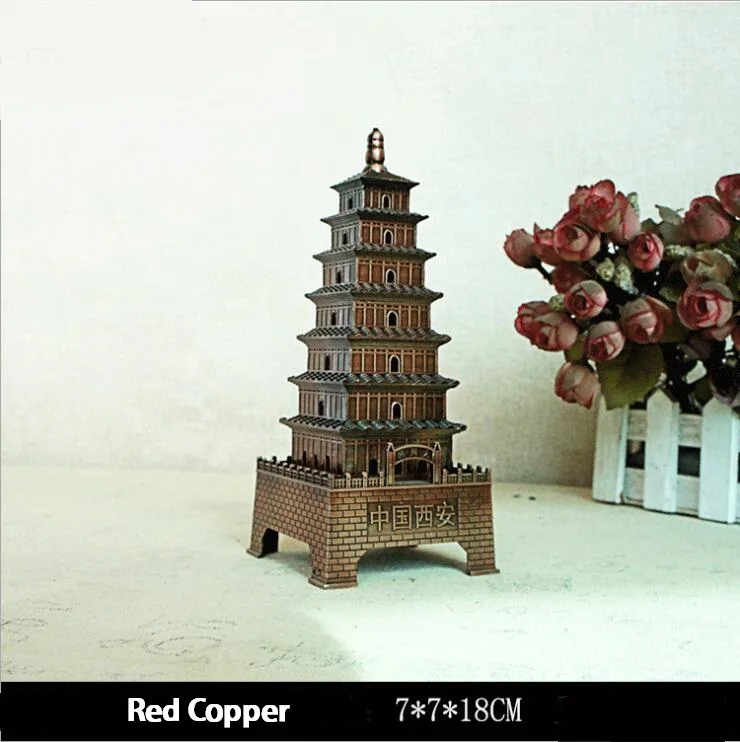 Новая Ретро Бронзовая металлическая большая статуя пагоды дикого гуся китайская
