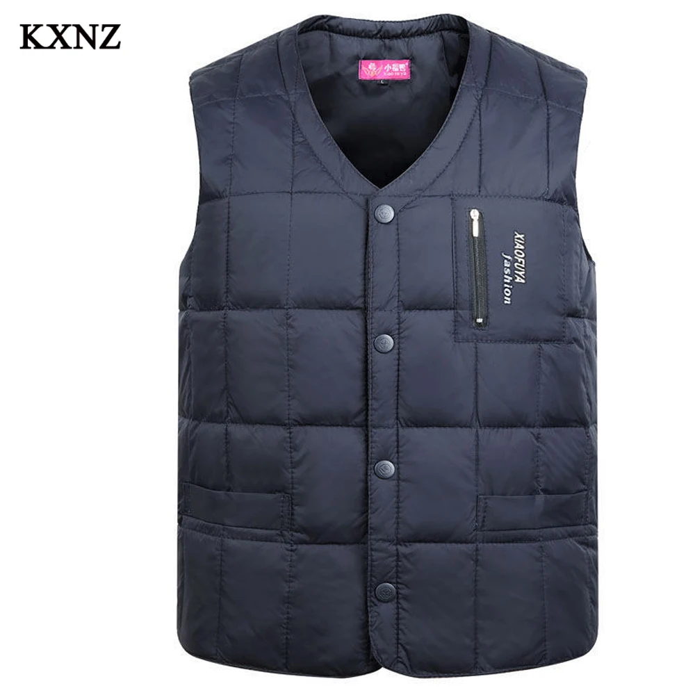 

Зимний мужской жилет на 90% белом утином пуху, Толстый жилет с карманами, теплые облегающие жилеты, куртки без рукавов, удобная жилетка, kxnz35