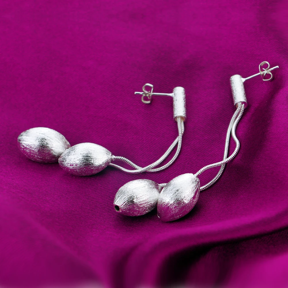 Мода 2017 г. длинные скраб из бисера серьги Уникальный Твердые 925 Серебряные для Для