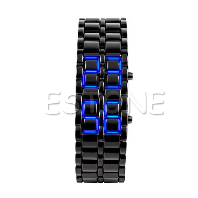

Women's Men's Volcanic Lava Iron Samurai Metal Faceless Bracelet Sport LED Watch 23GE