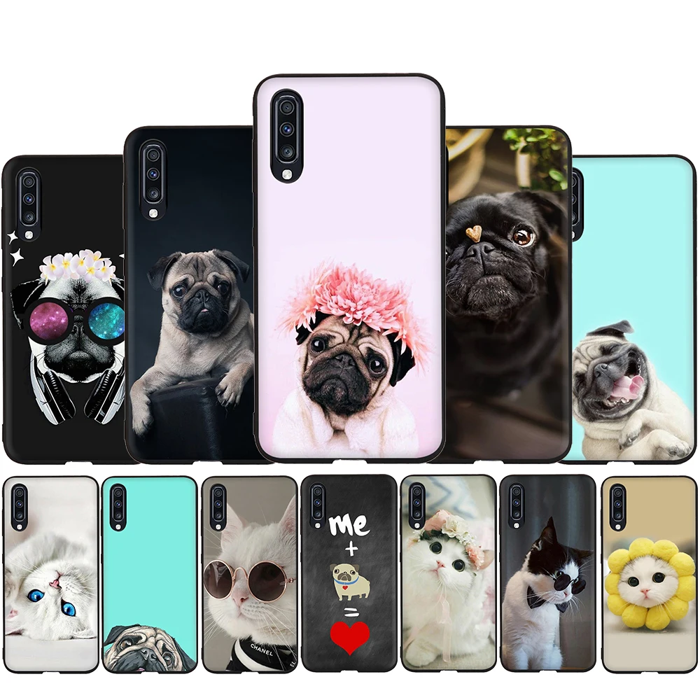 Мопс милый кот с рисунком очков очки мягкий силиконовый чехол для телефона samsung