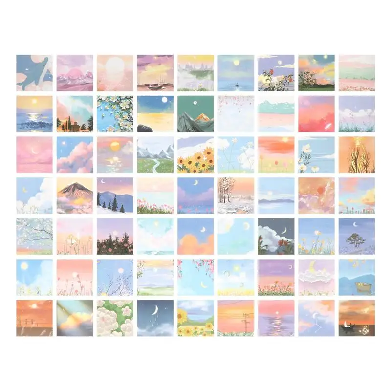 

1 Bag 52/60pcs Landscape Oil Painting Stickers Decorative Stickers for Girls