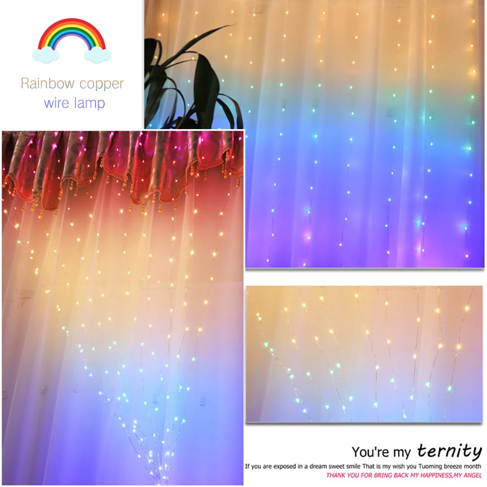

LED Water-Proof Remote Control Curtain Light Safe Copper String Fairy Lights With Multi-Colors Garland Bedroom Window Home Light